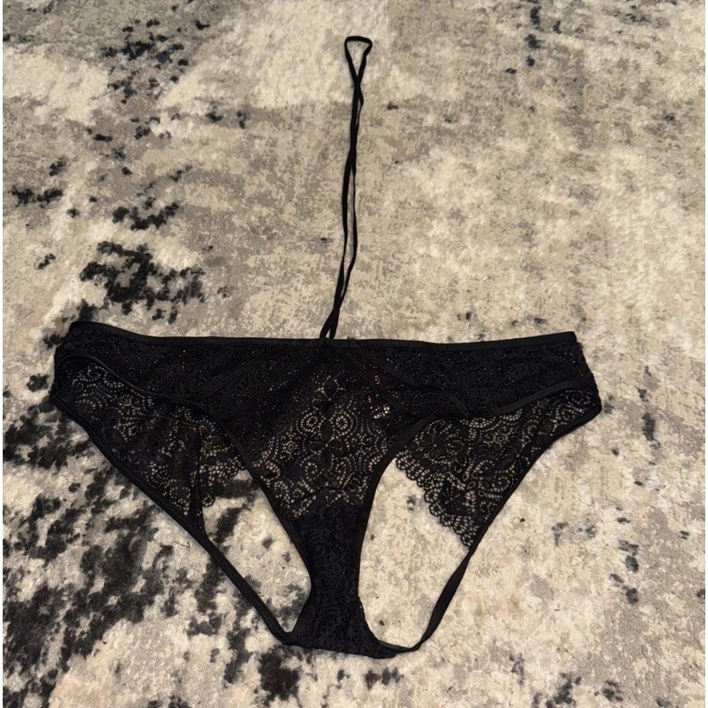 Adore Me Strappy Sz 1X Black‎ Cut Out Sexy Lingerie Panty Panties Womens New